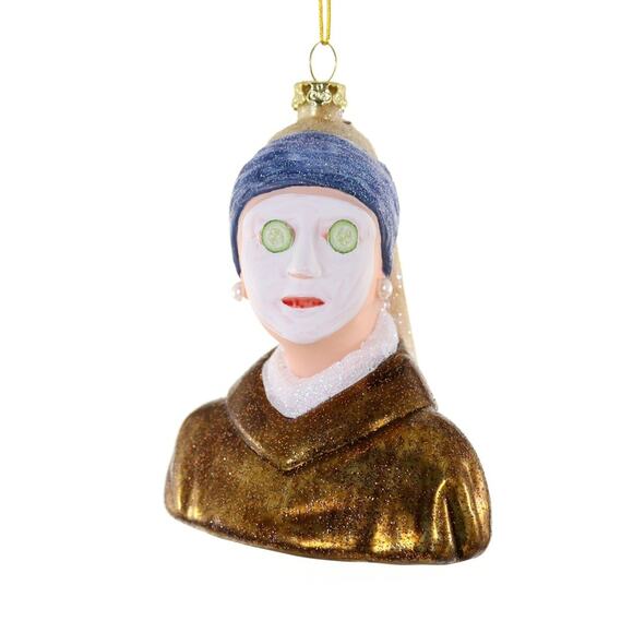 Girl with a Pearl Earring Ornament Spa Day Glass Cody Foster Artist Vermeer - Picture 1 of 3